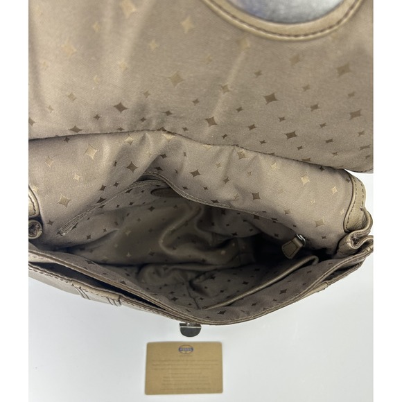 FOSSIL MADDOX Taupe Pebbled Leather Crossbody Messenger Bag Big Key VTG - Picture 8 of 16